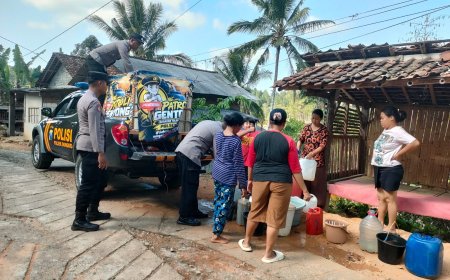 Polres Trenggalek Pasok Ribuan Liter Air Bersih Pakai Mobil Patroli Modifikasi